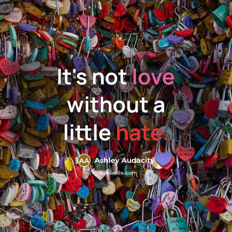“It's not love without a little hate.” quote by Ashley Audacity