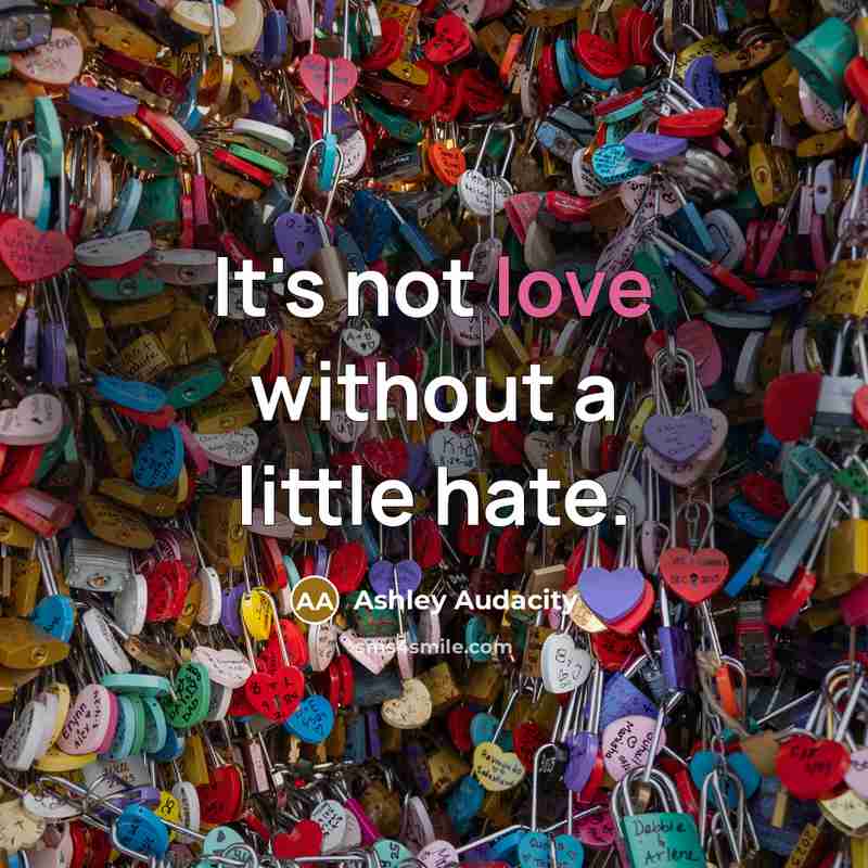 “It's not love without a little hate.” quote by Ashley Audacity