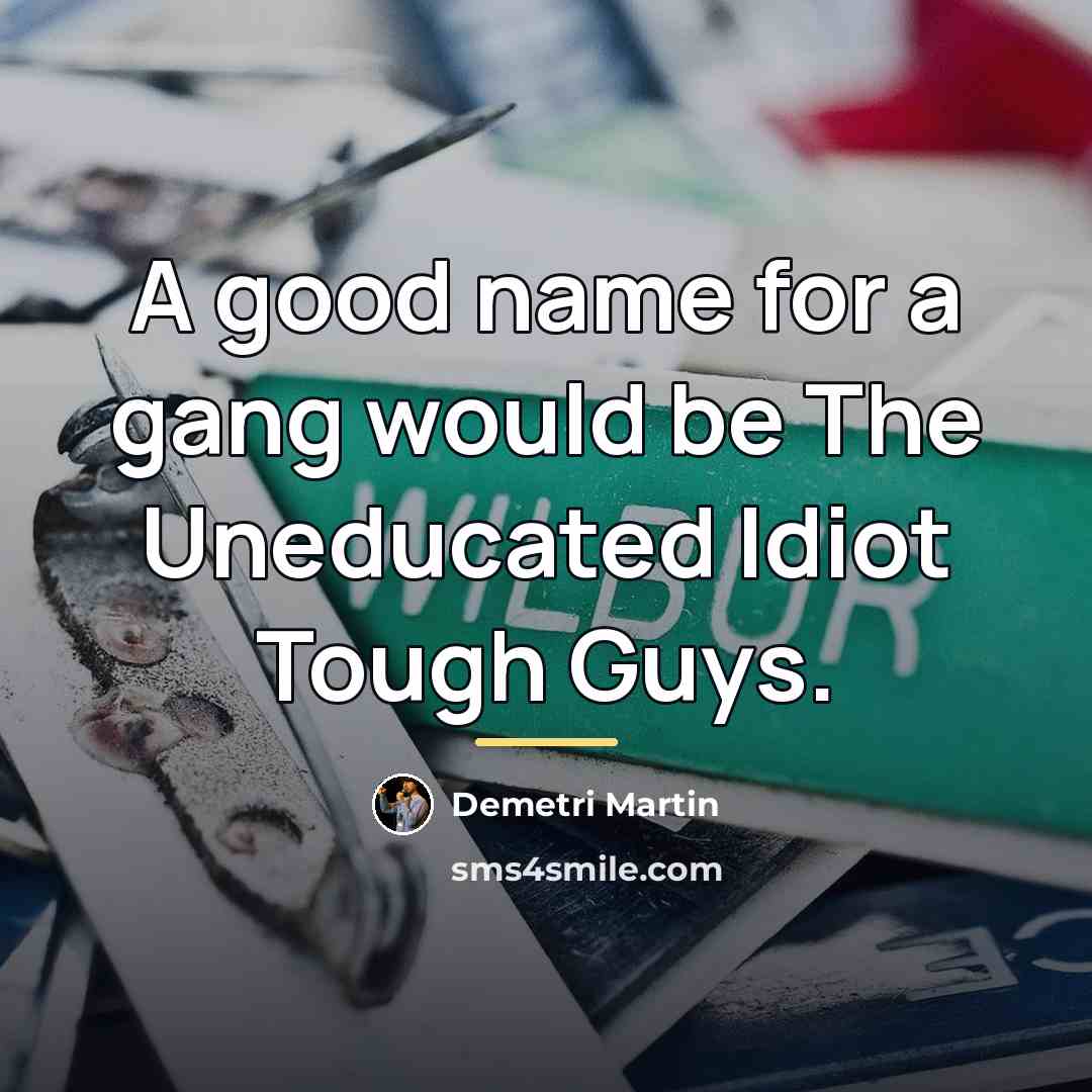 “A good name for a gang would be The Uneducated…” quote by Demetri Martin
