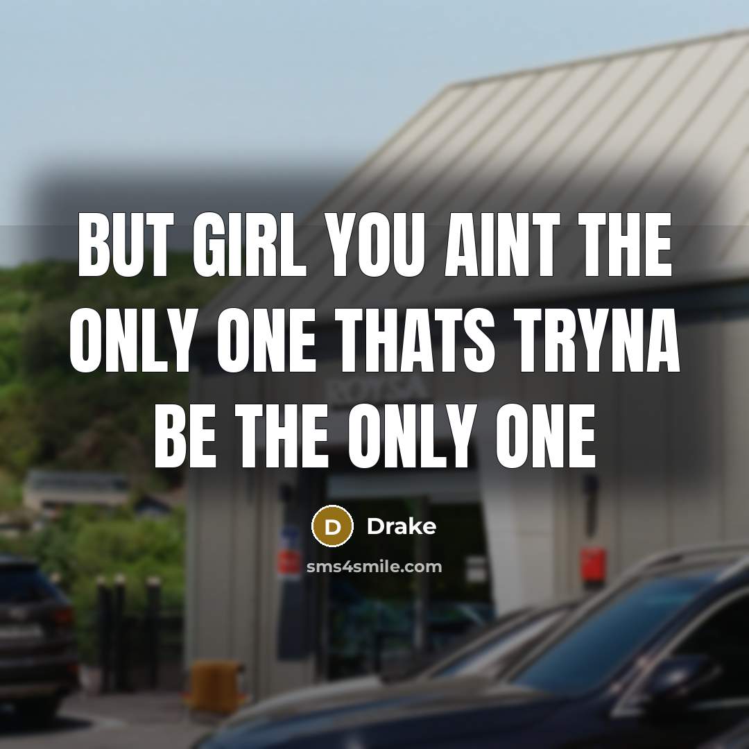 “But girl you aint the only one thats tryna be the only one” quote by Drake