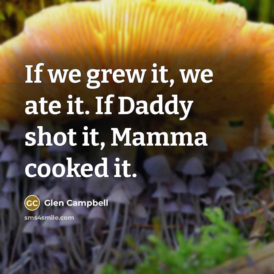 “If we grew it, we ate it. If Daddy shot…” quote by Glen Campbell