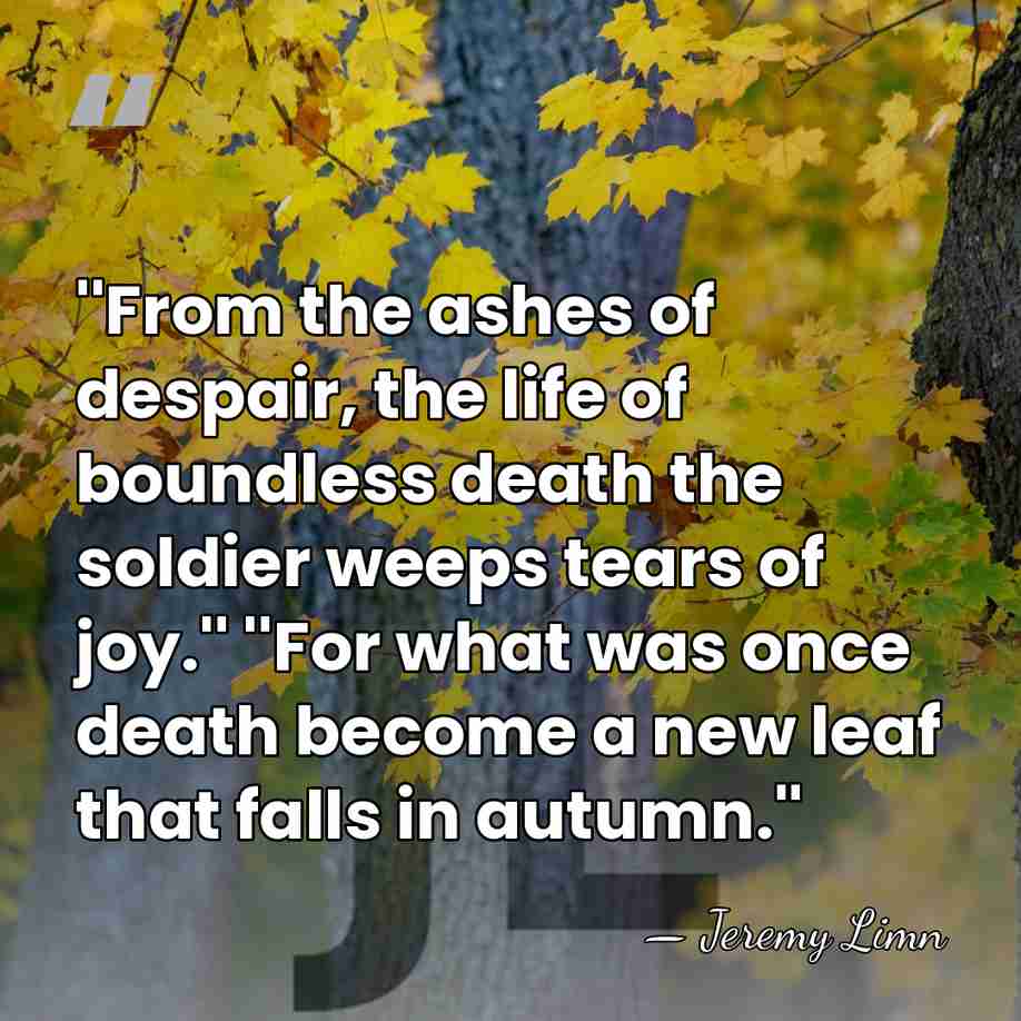 ''From the ashes of despair, the life of boundless death the soldier&hellip; - Jeremy Limn