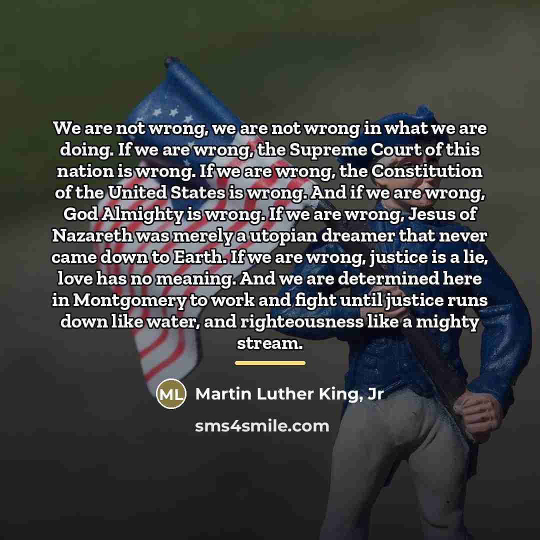 “We are not wrong, we are not wrong in what…” quote by Martin Luther King, Jr