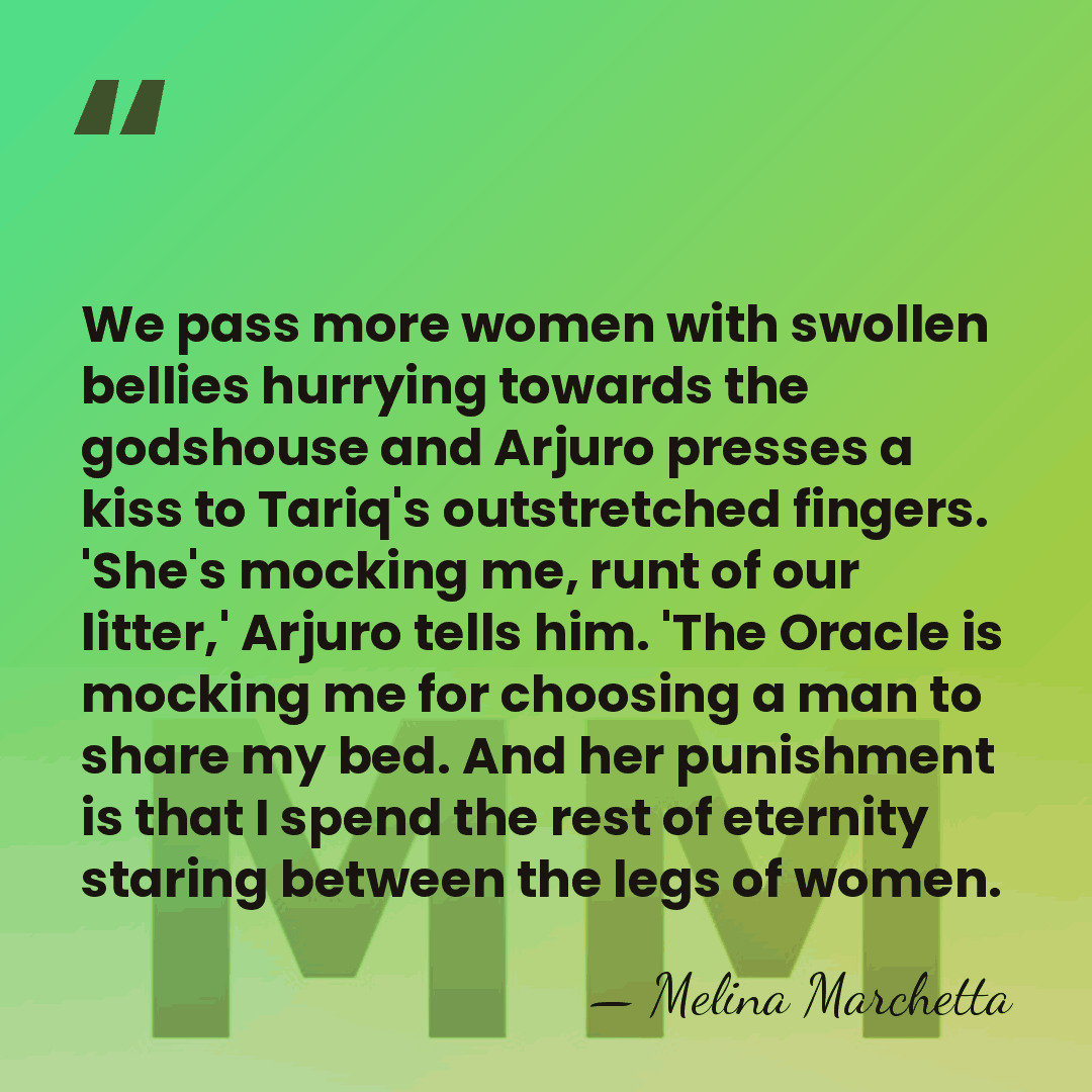 We pass more women with swollen bellies hurrying towards the godshouse and&hellip; - Melina Marchetta