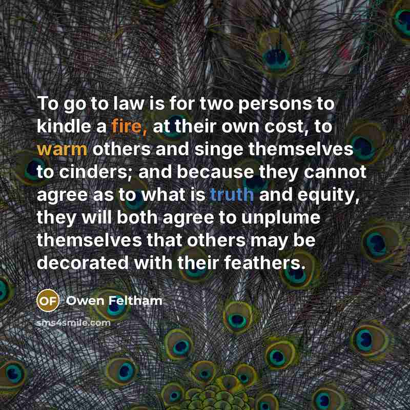 “To go to law is for two persons to kindle…” quote by Owen Feltham