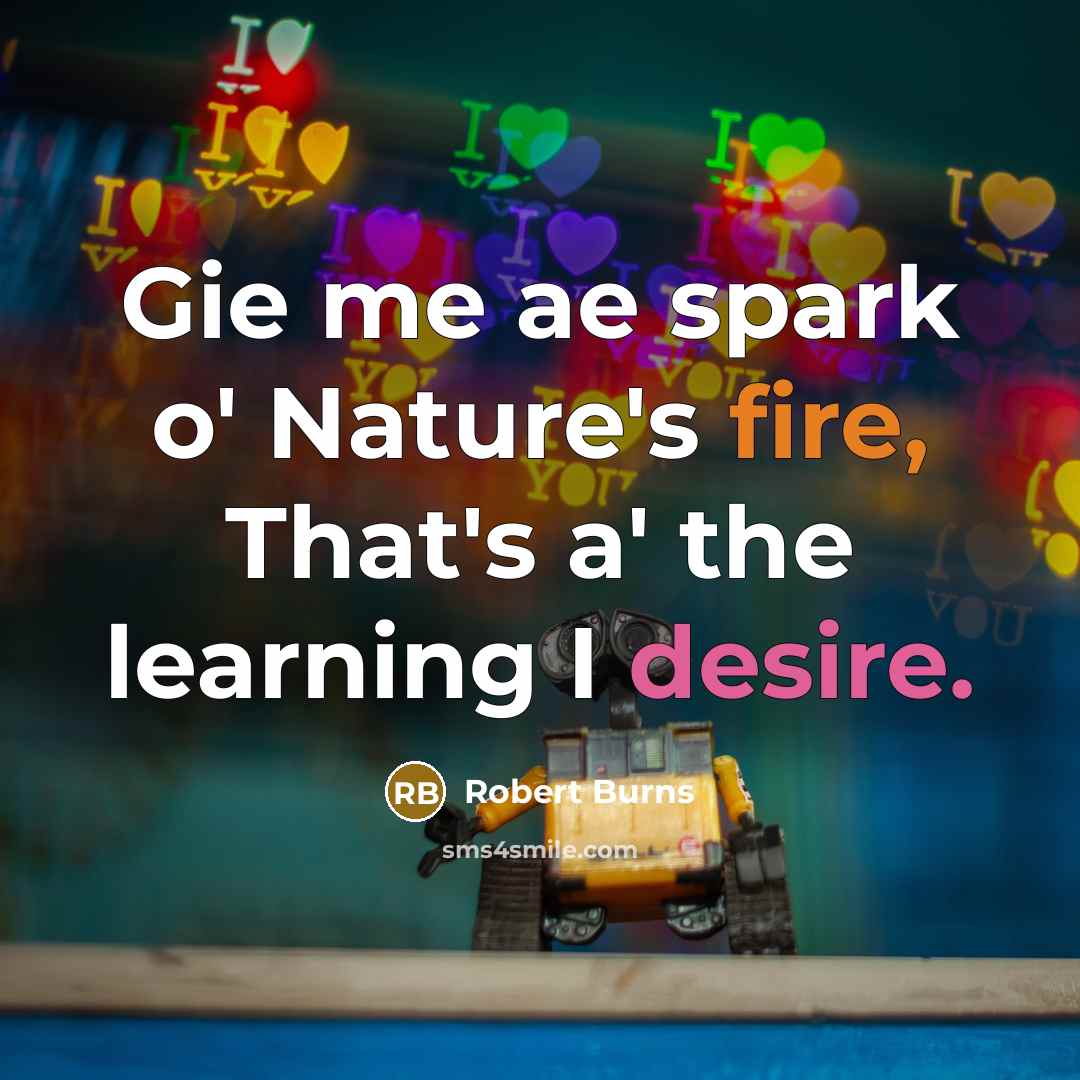 “Gie me ae spark o' Nature's fire, That's a' the…” quote by Robert Burns