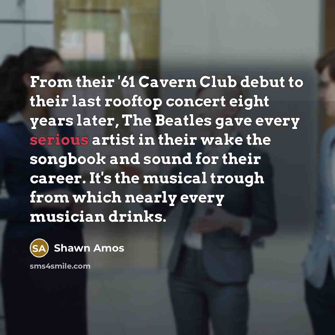 “From their '61 Cavern Club debut to their last rooftop…” quote by Shawn Amos