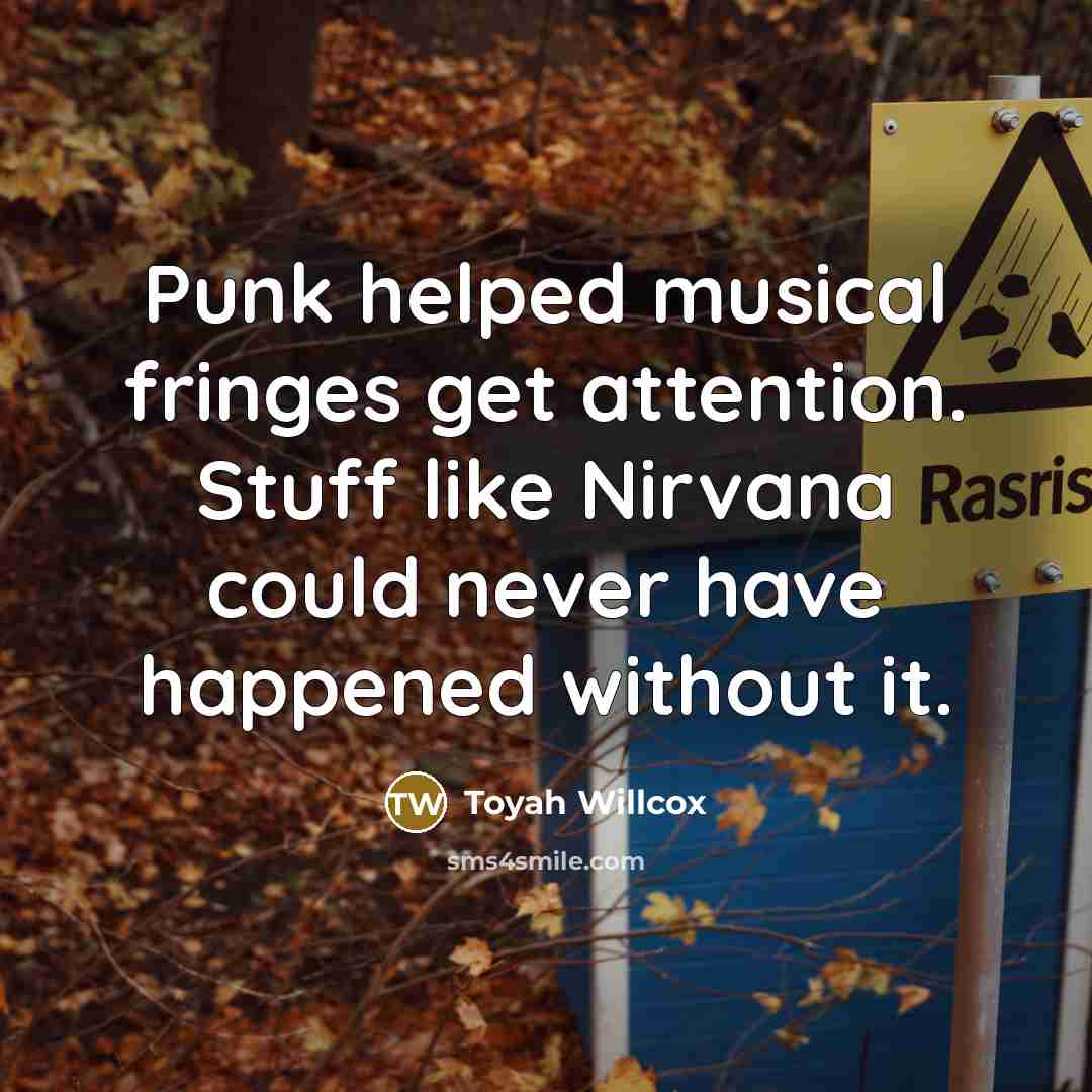 “Punk helped musical fringes get attention. Stuff like Nirvana could…” quote by Toyah Willcox