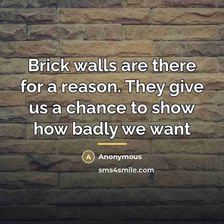 “Brick walls are there for a reason. They give us…” quote by Anonymous