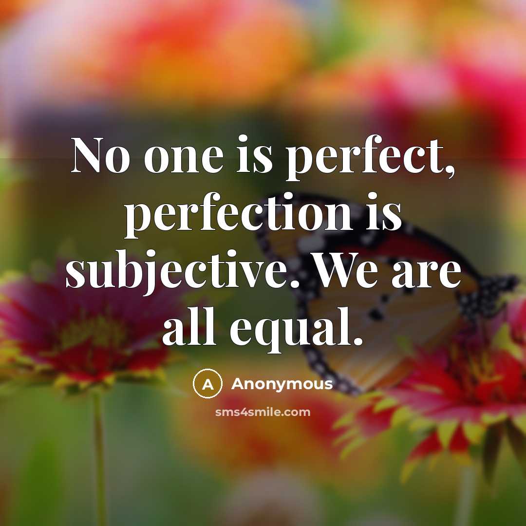“No one is perfect, perfection is subjective. We are all…” quote by Anonymous
