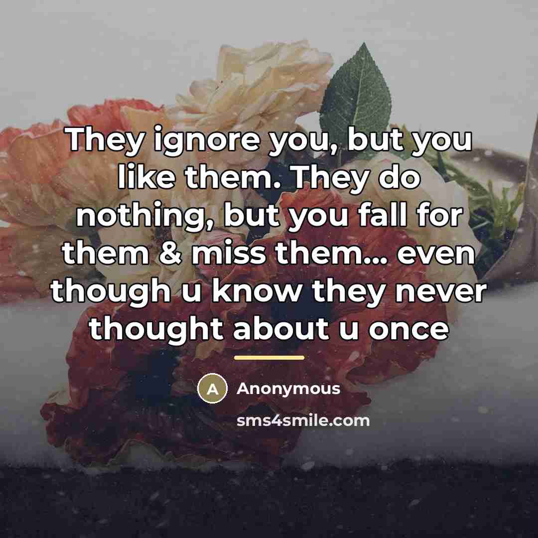 “They ignore you, but you like them. They do nothing,…” quote by Anonymous