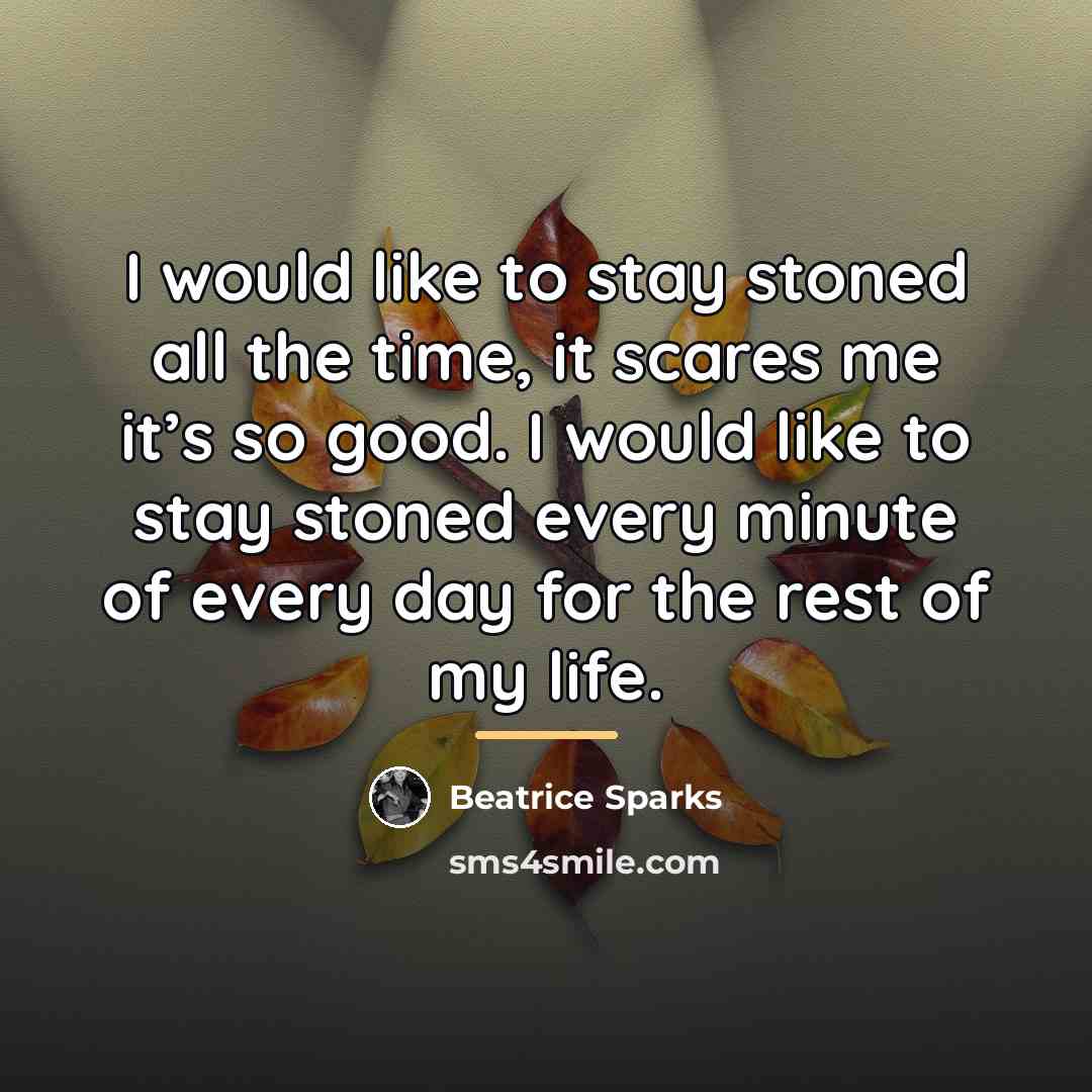 “I would like to stay stoned all the time, it…” quote by Beatrice Sparks