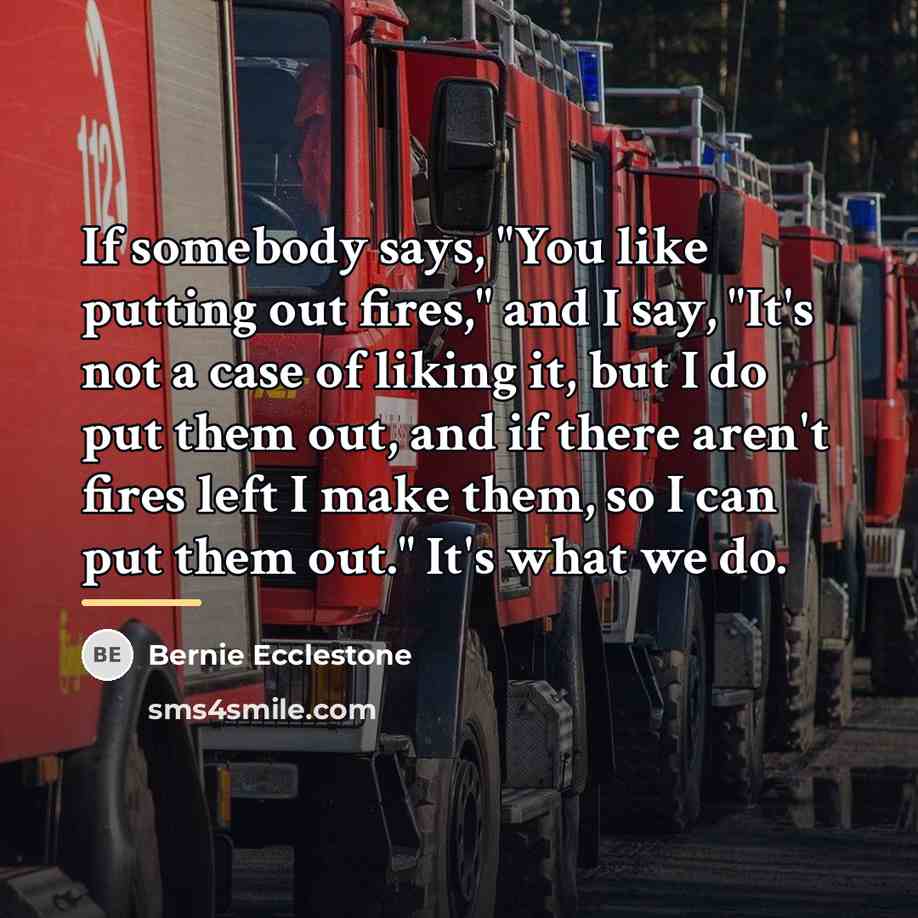 “If somebody says, "You like putting out fires," and I…” quote by Bernie Ecclestone