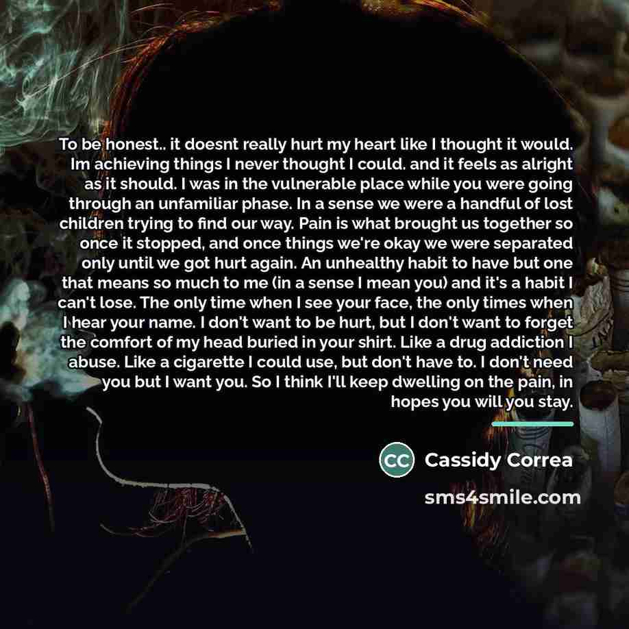 “To be honest.. it doesnt really hurt my heart like…” quote by Cassidy Correa