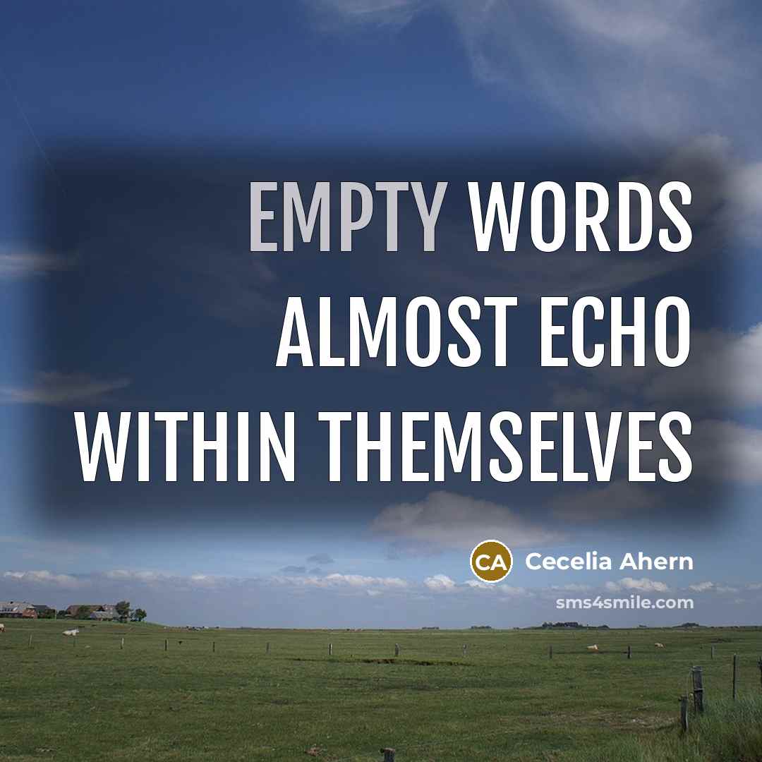 “Empty words almost echo within themselves” quote by Cecelia Ahern