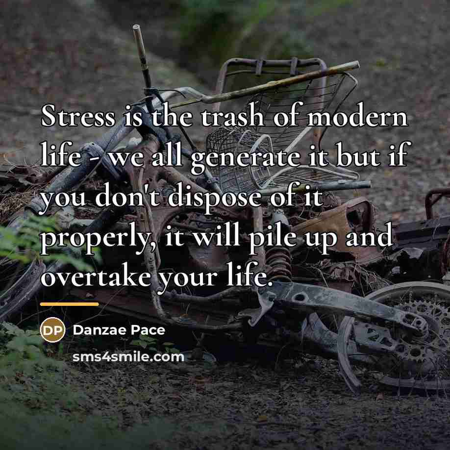 “Stress is the trash of modern life - we all…” quote by Danzae Pace