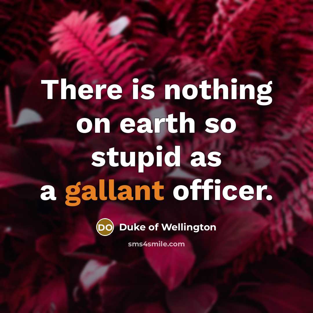 “There is nothing on earth so stupid as a gallant…” quote by Duke of Wellington