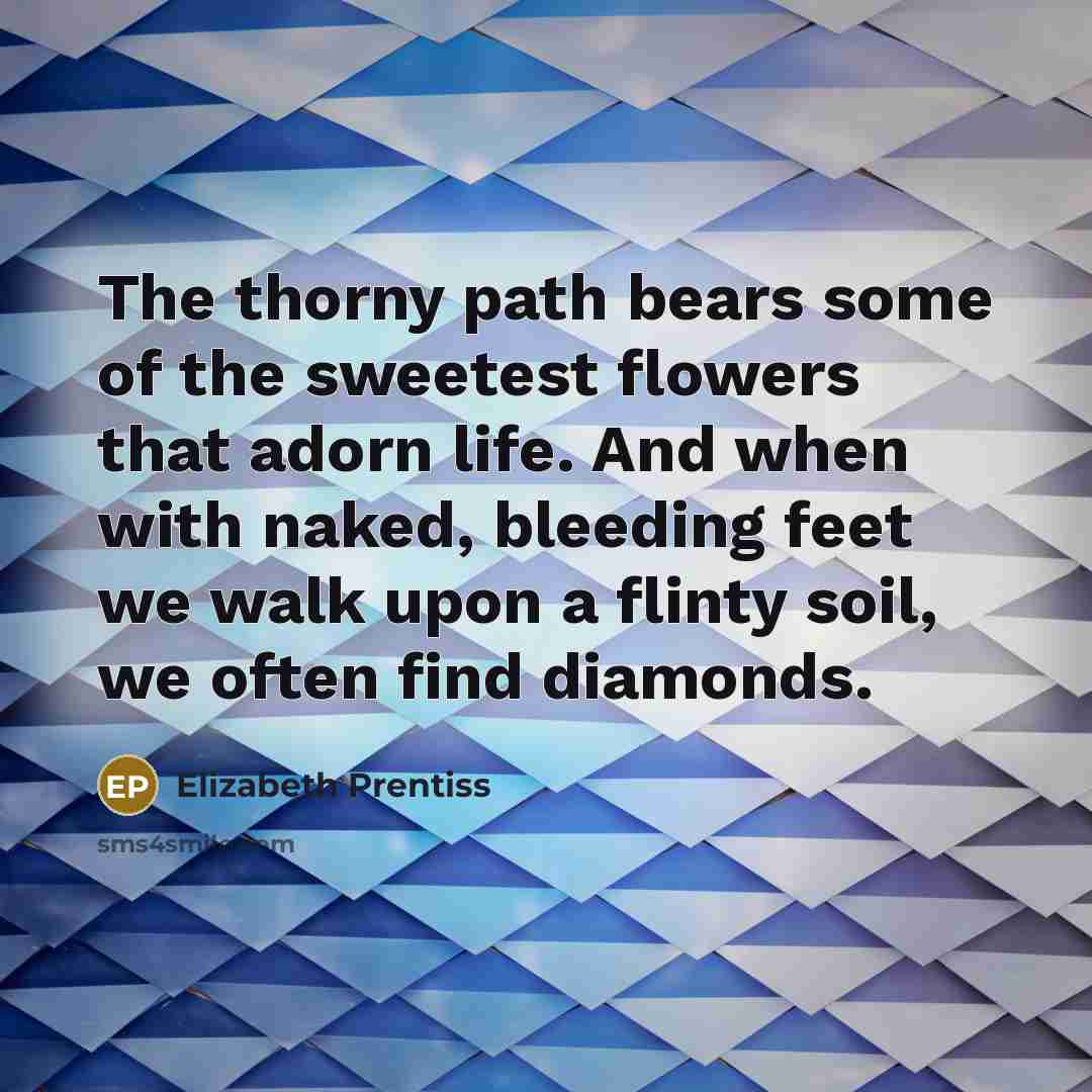 “The thorny path bears some of the sweetest flowers that…” quote by Elizabeth Prentiss