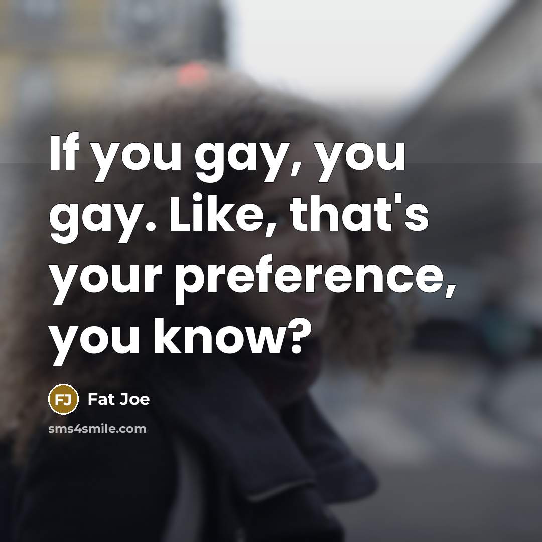 “If you gay, you gay. Like, that's your preference, you…” quote by Fat Joe