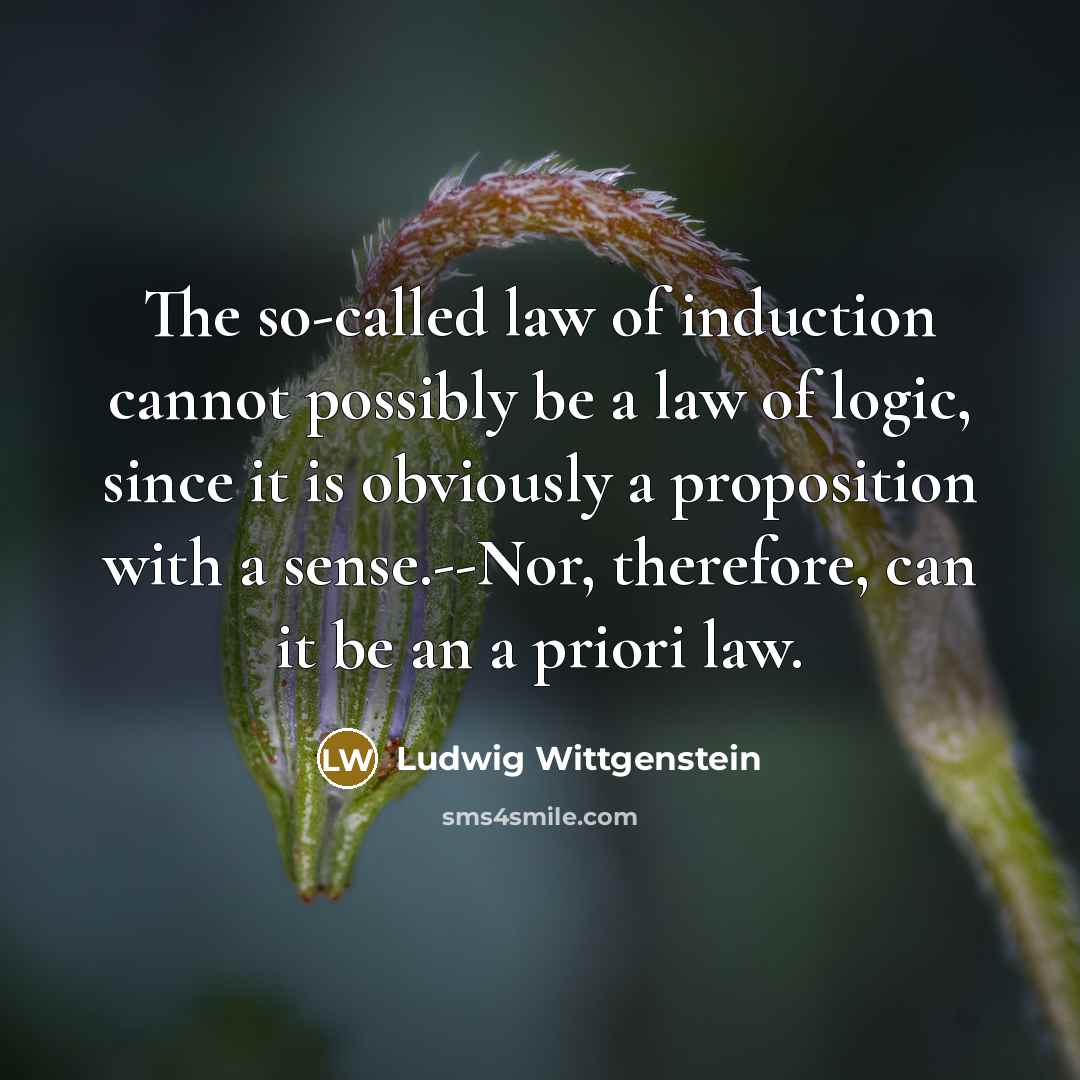 “The so-called law of induction cannot possibly be a law of logic, since it is obviously a proposition with a sense.--Nor, therefore, can it be an a priori law.” quote by Ludwig Wittgenstein