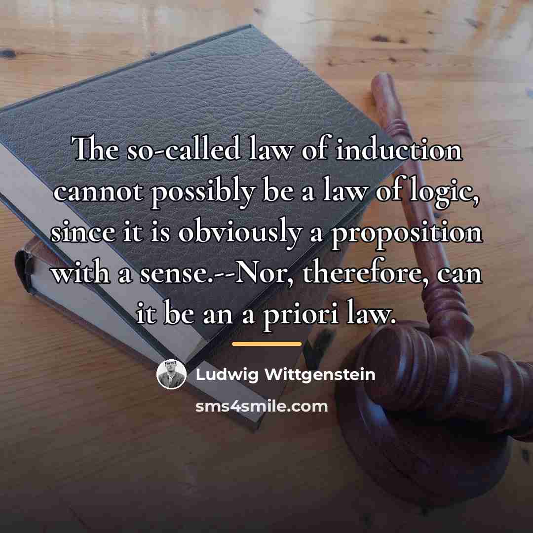 “The so-called law of induction cannot possibly be a law…” quote by Ludwig Wittgenstein