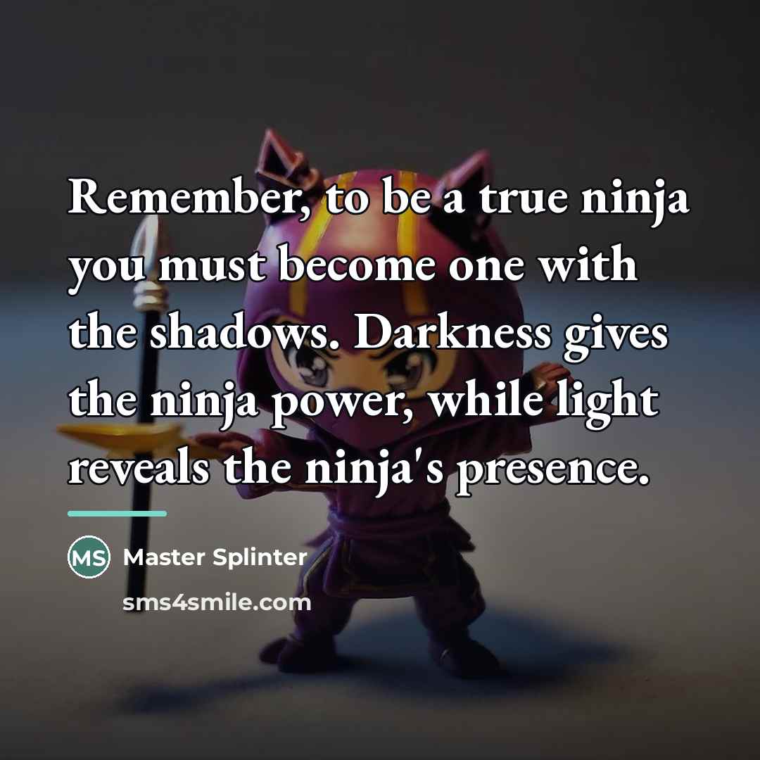 “Remember, to be a true ninja you must become one…” quote by Master Splinter