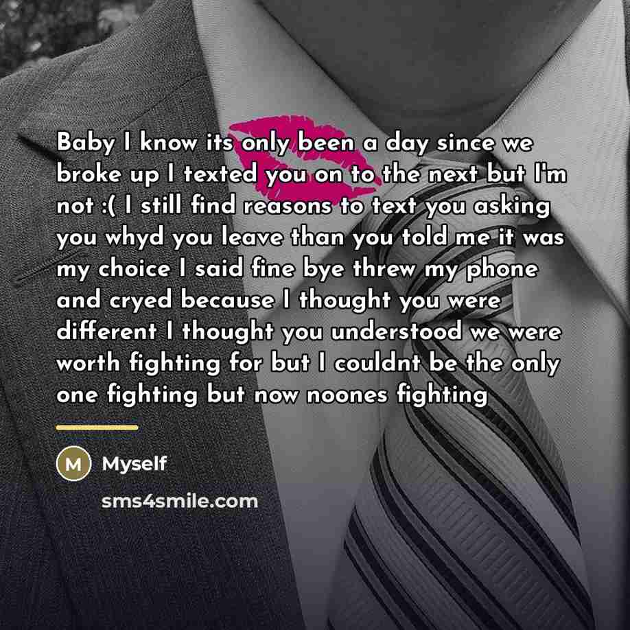 “Baby I know its only been a day since we…” quote by Myself
