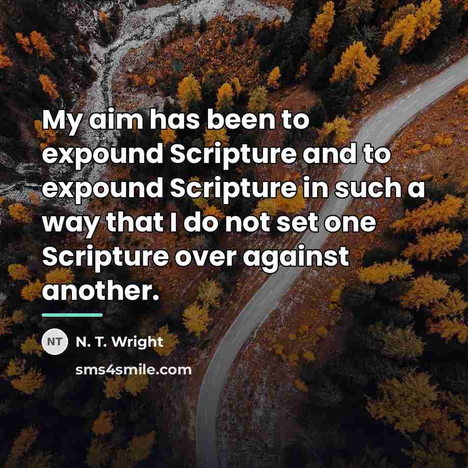 “My aim has been to expound Scripture and to expound…” quote by N. T. Wright