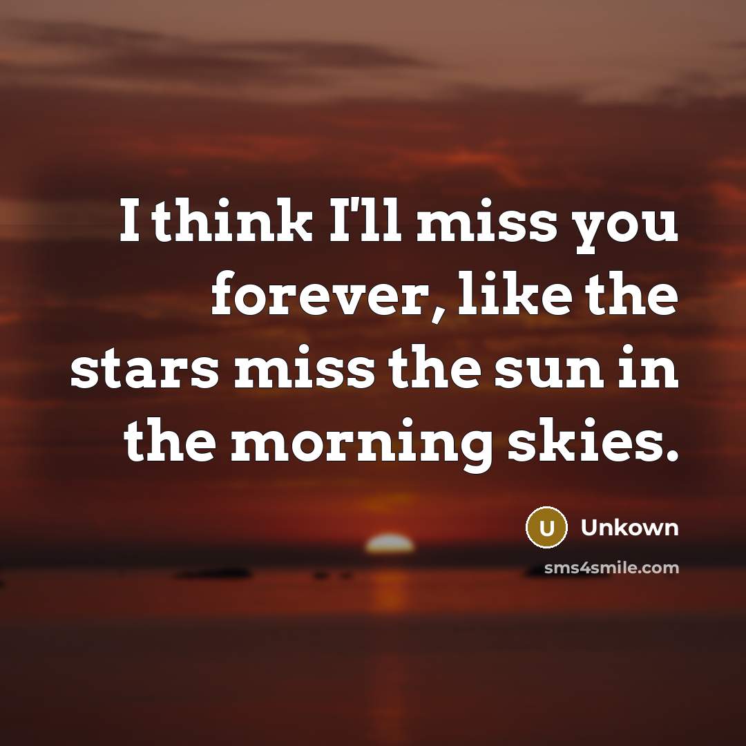“I think I'll miss you forever, like the stars miss…” quote by Unkown