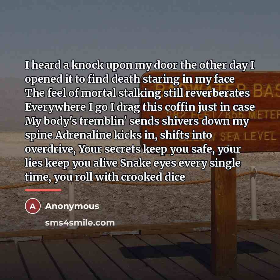 “I heard a knock upon my door the other day…” quote by Anonymous