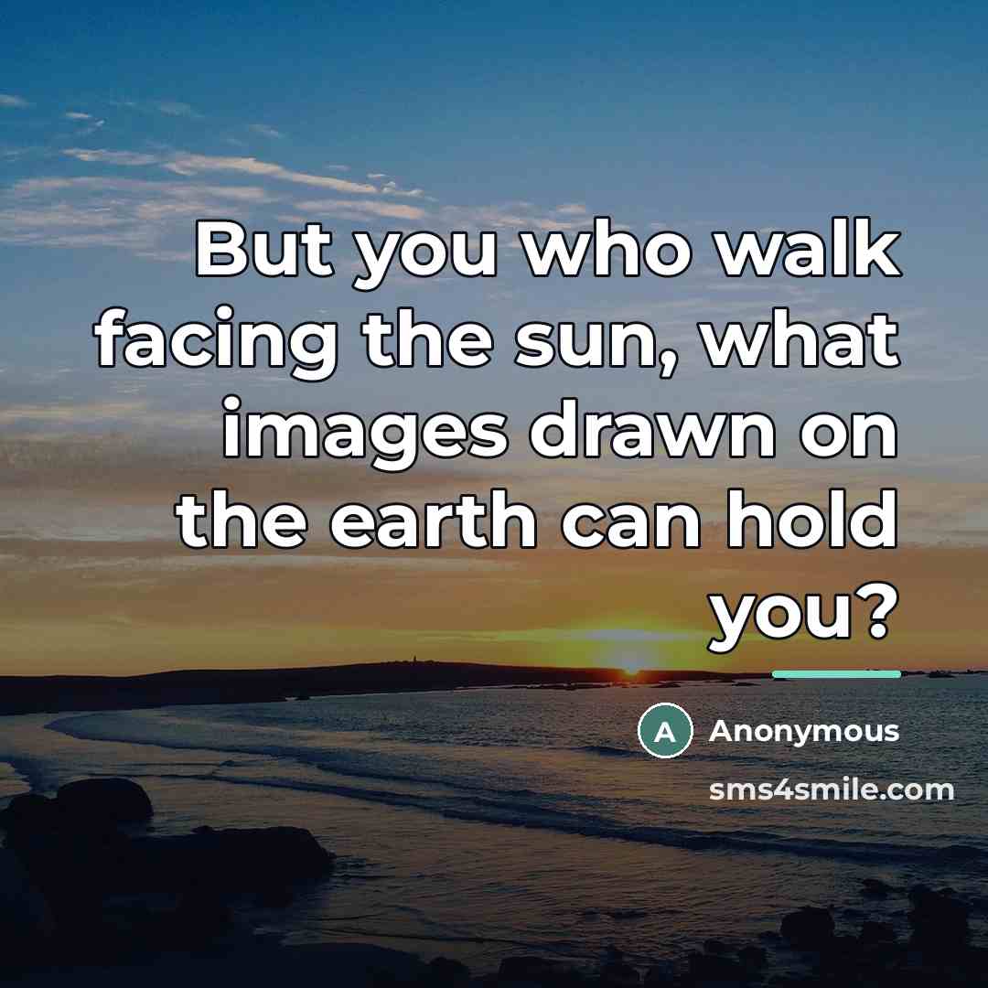 “But you who walk facing the sun, what images drawn…” quote by Anonymous