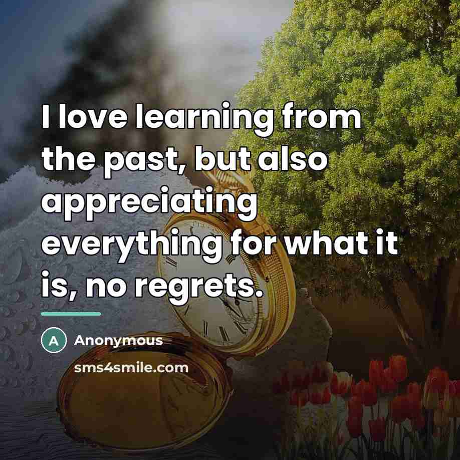 “I love learning from the past, but also appreciating everything…” quote by Anonymous