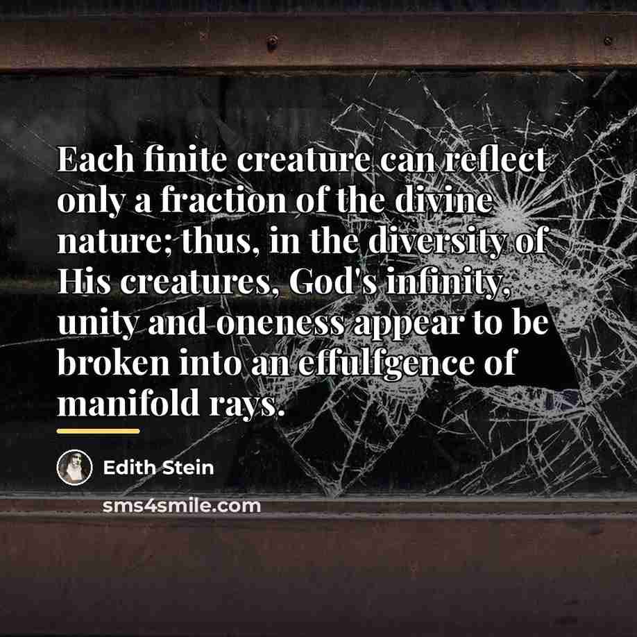 “Each finite creature can reflect only a fraction of the…” quote by Edith Stein