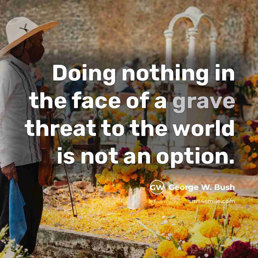 “Doing nothing in the face of a grave threat to…” quote by George W. Bush