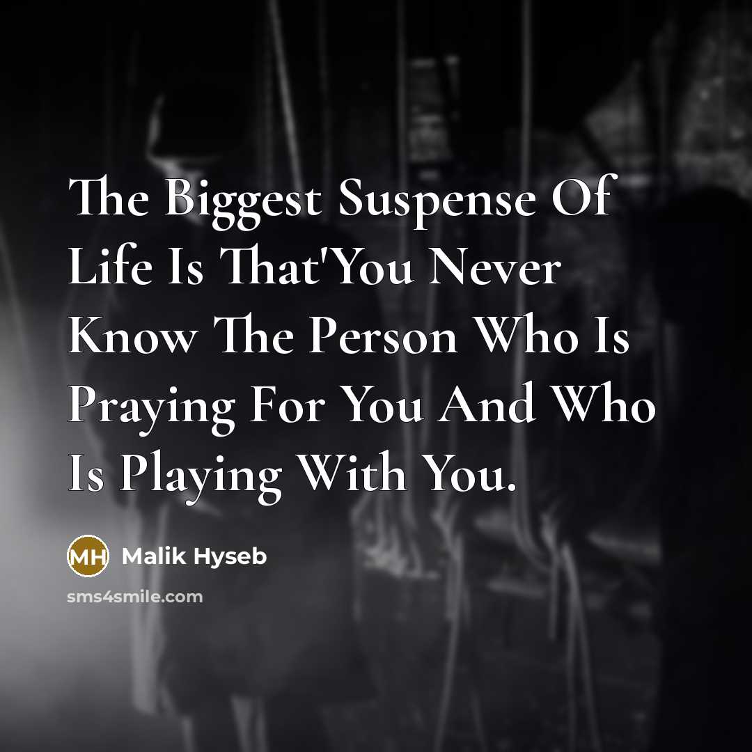 “The Biggest Suspense Of Life Is That'You Never Know The…” quote by Malik Hyseb