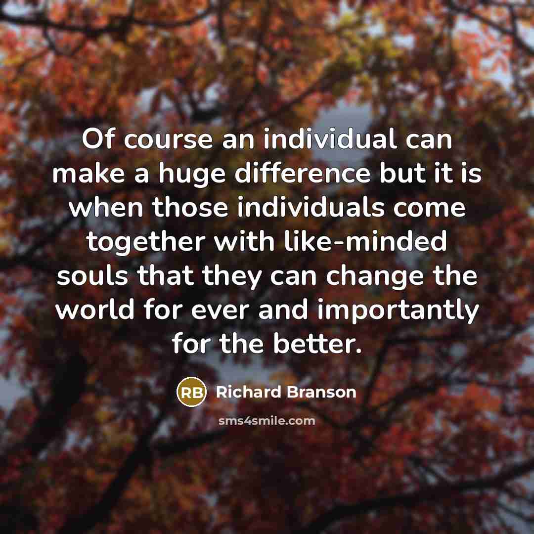 “Of course an individual can make a huge difference but…” quote by Richard Branson
