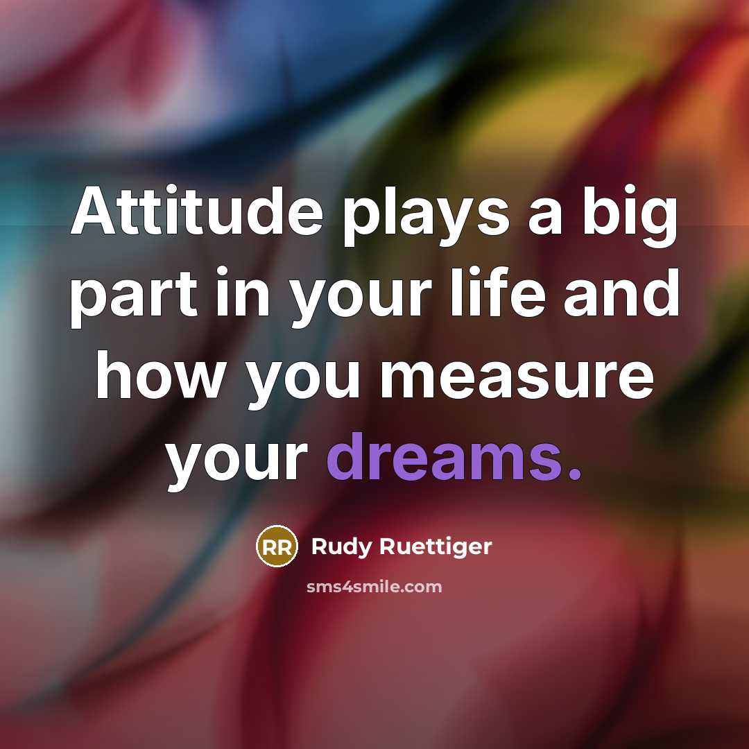 “Attitude plays a big part in your life and how…” quote by Rudy Ruettiger
