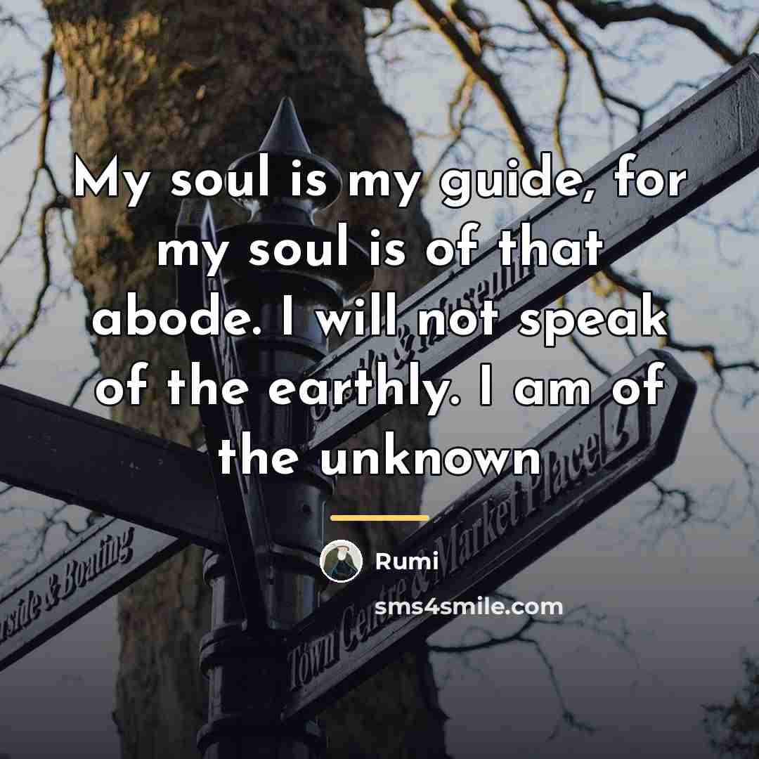 “My soul is my guide, for my soul is of…” quote by Rumi