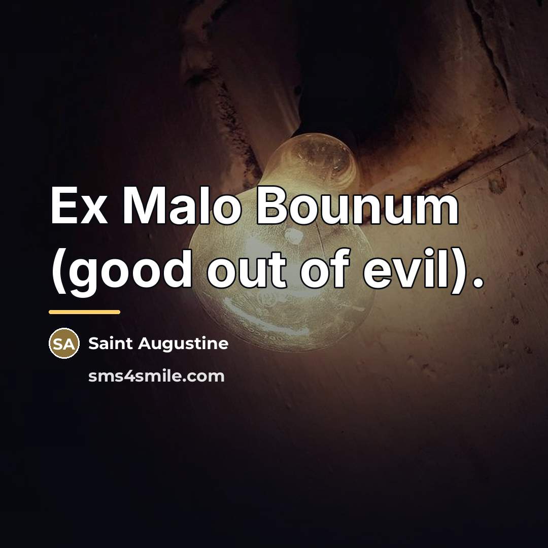 “Ex Malo Bounum (good out of evil).…” quote by Saint Augustine