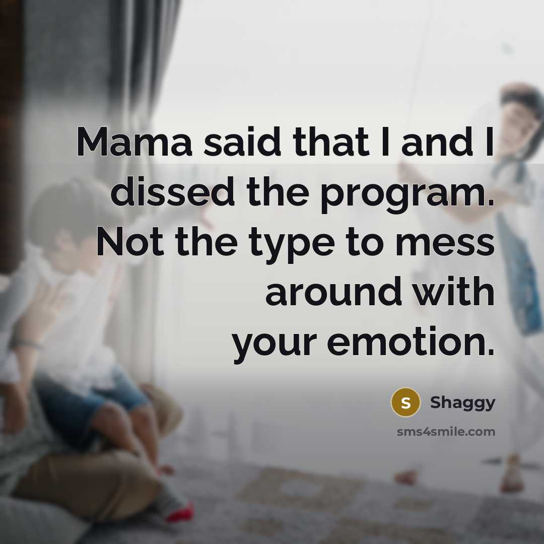 “Mama said that I and I dissed the program. Not…” quote by Shaggy