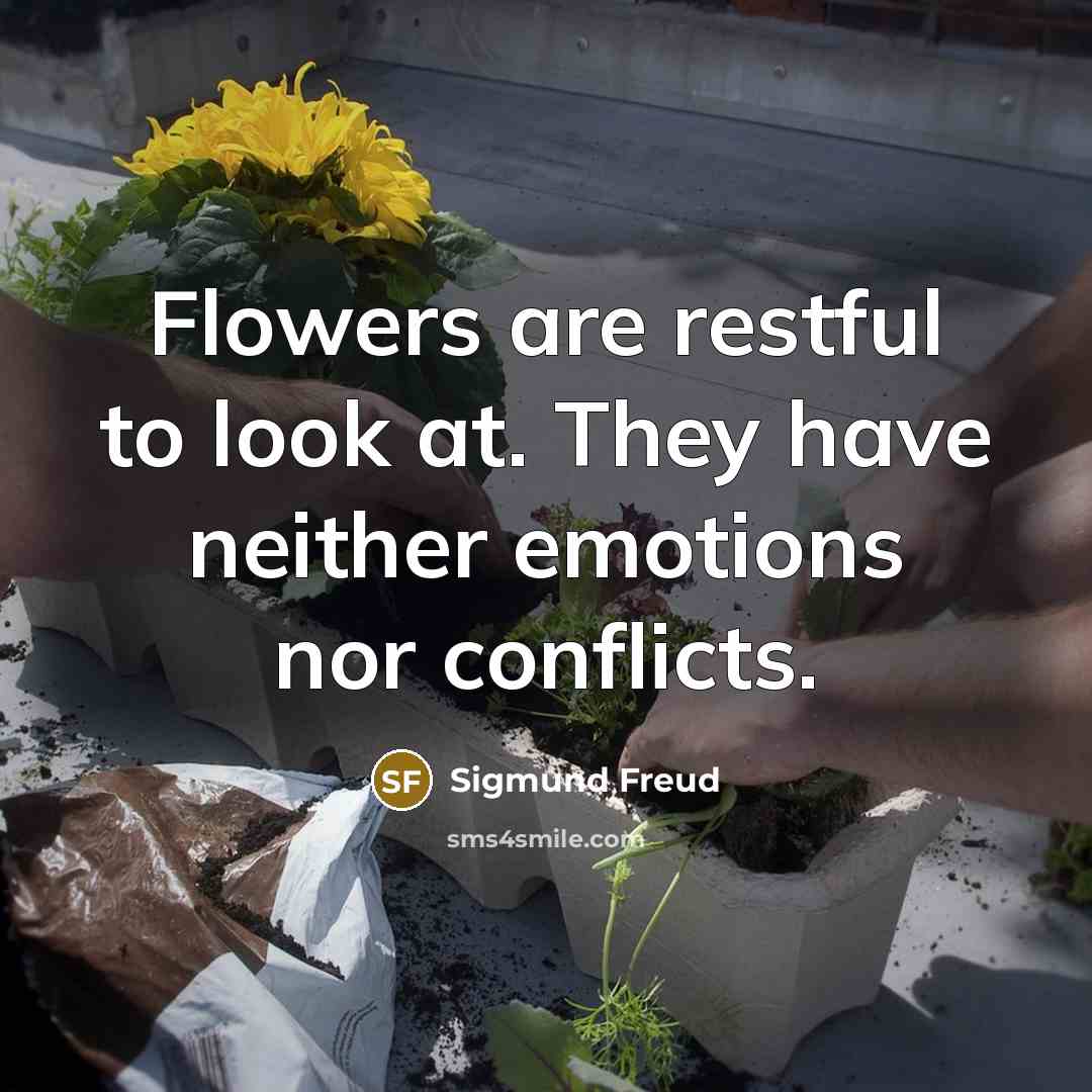“Flowers are restful to look at. They have neither emotions…” quote by Sigmund Freud