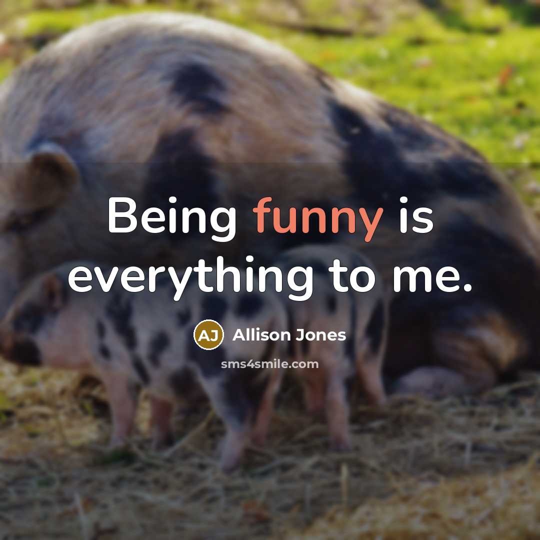 “Being funny is everything to me.…” quote by Allison Jones