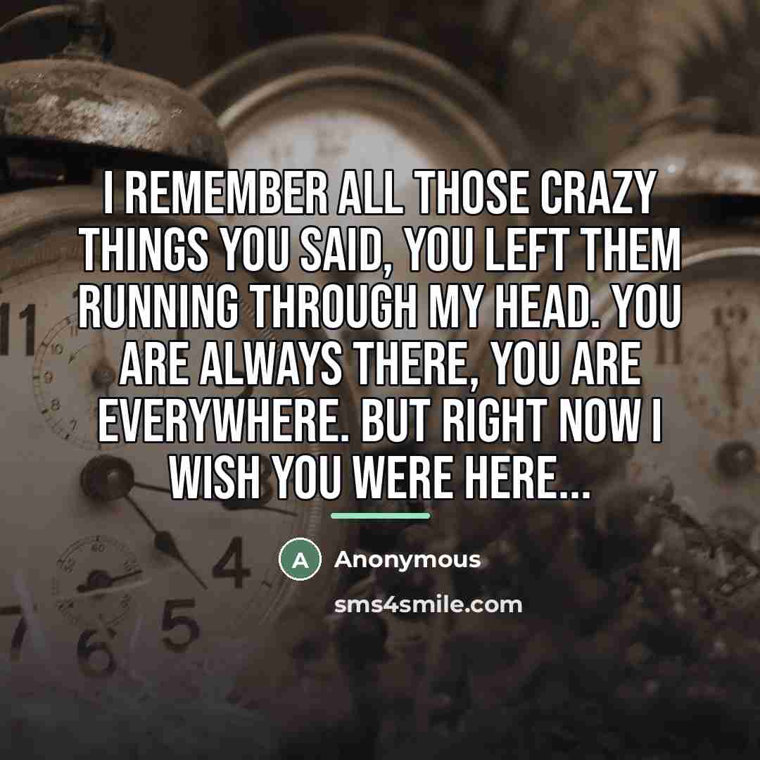 “I remember all those crazy things you said, you left…” quote by Anonymous