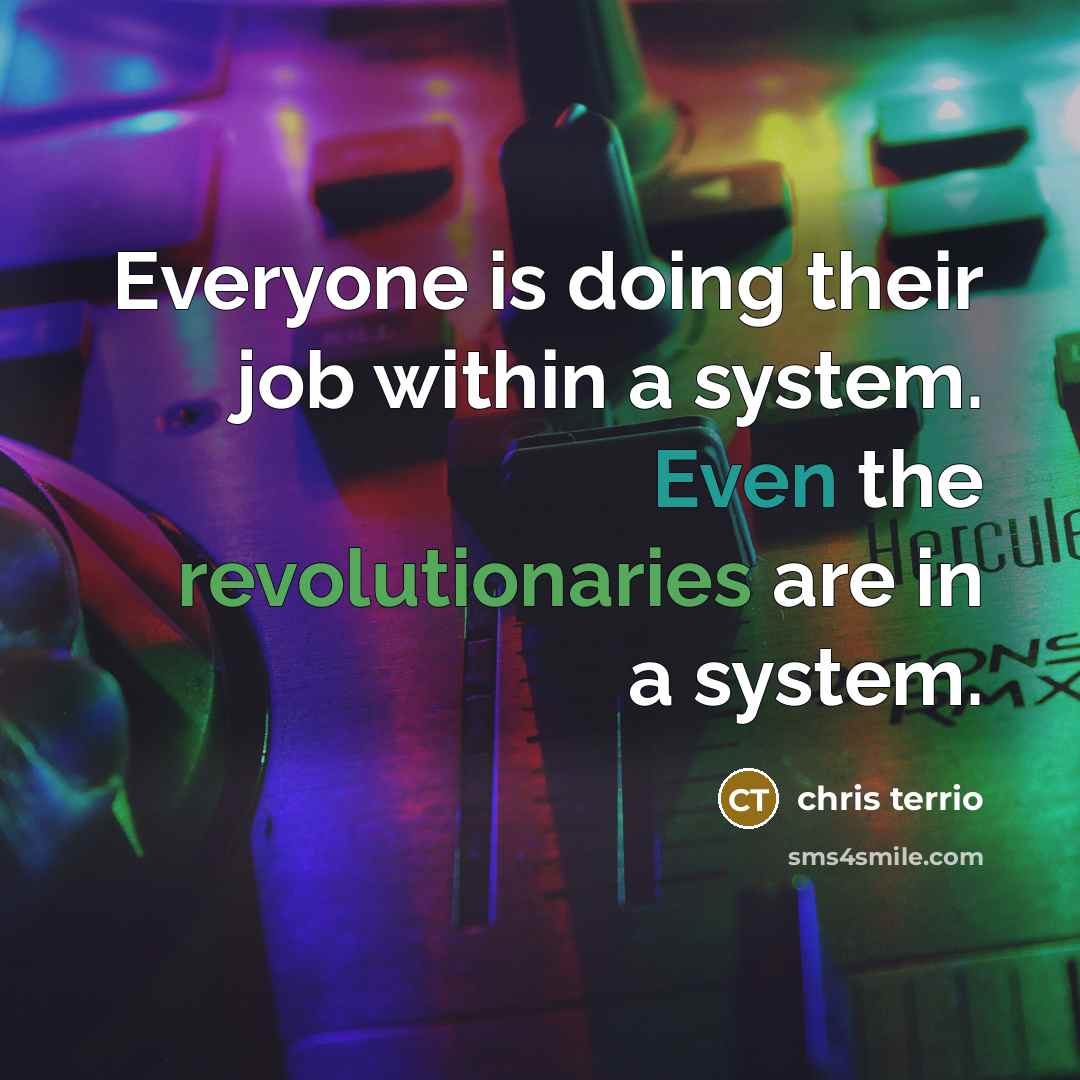 “Everyone is doing their job within a system. Even the revolutionaries are in a system.” quote by Chris Terrio