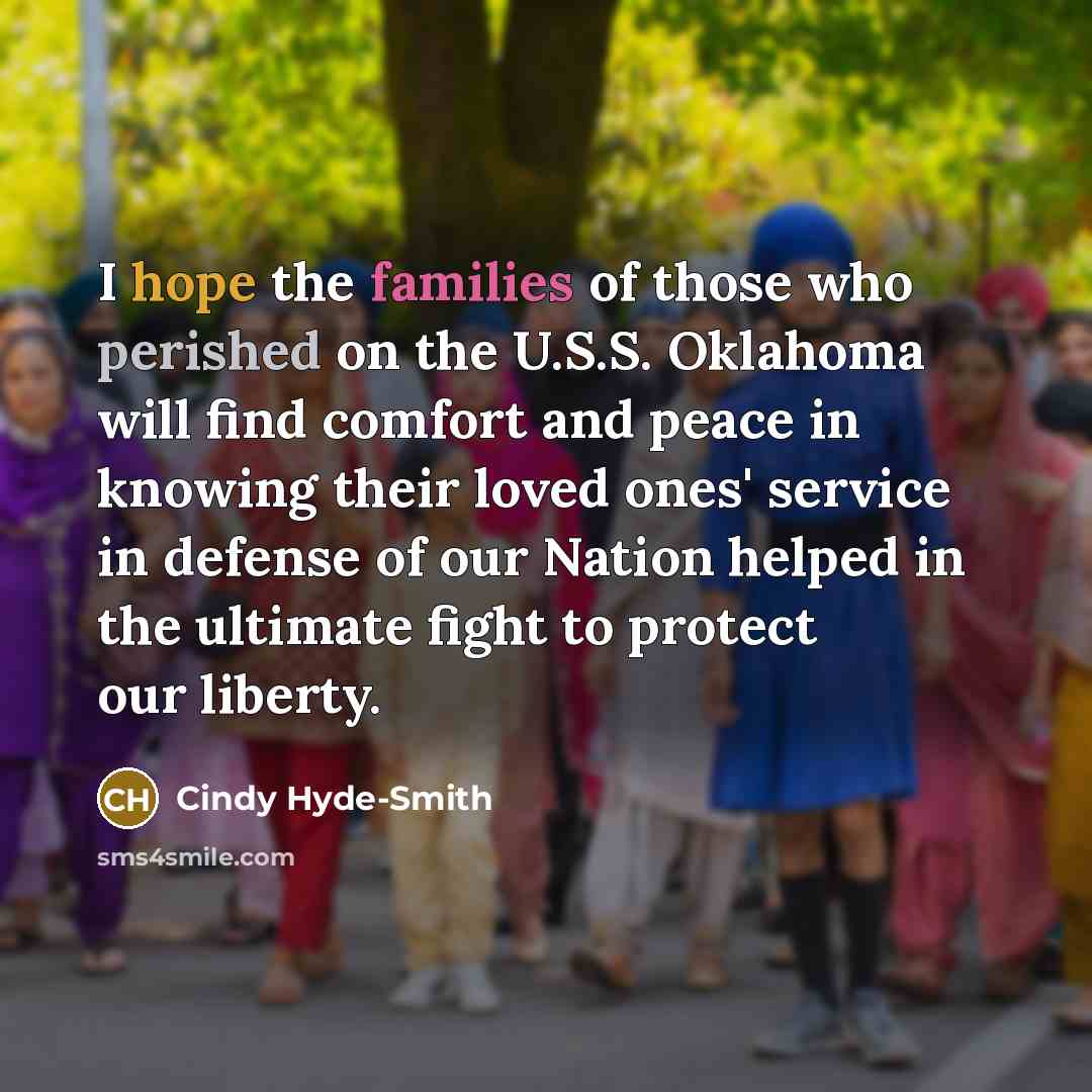 “I hope the families of those who perished on the…” quote by Cindy Hyde-Smith