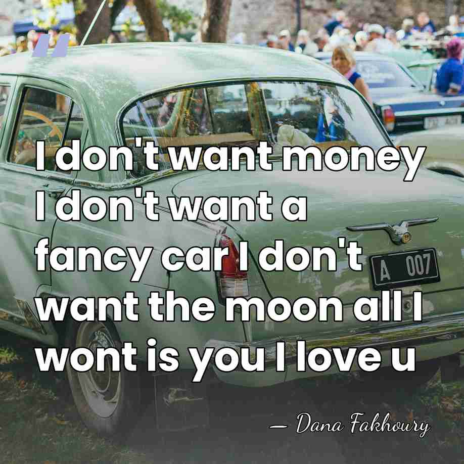 I don't want money I don't want a fancy car I don't&hellip; - Dana Fakhoury