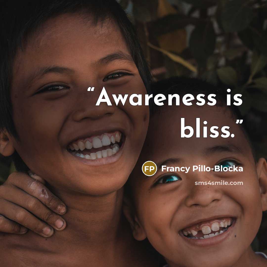“Awareness is bliss.” quote by Francy Pillo-Blocka