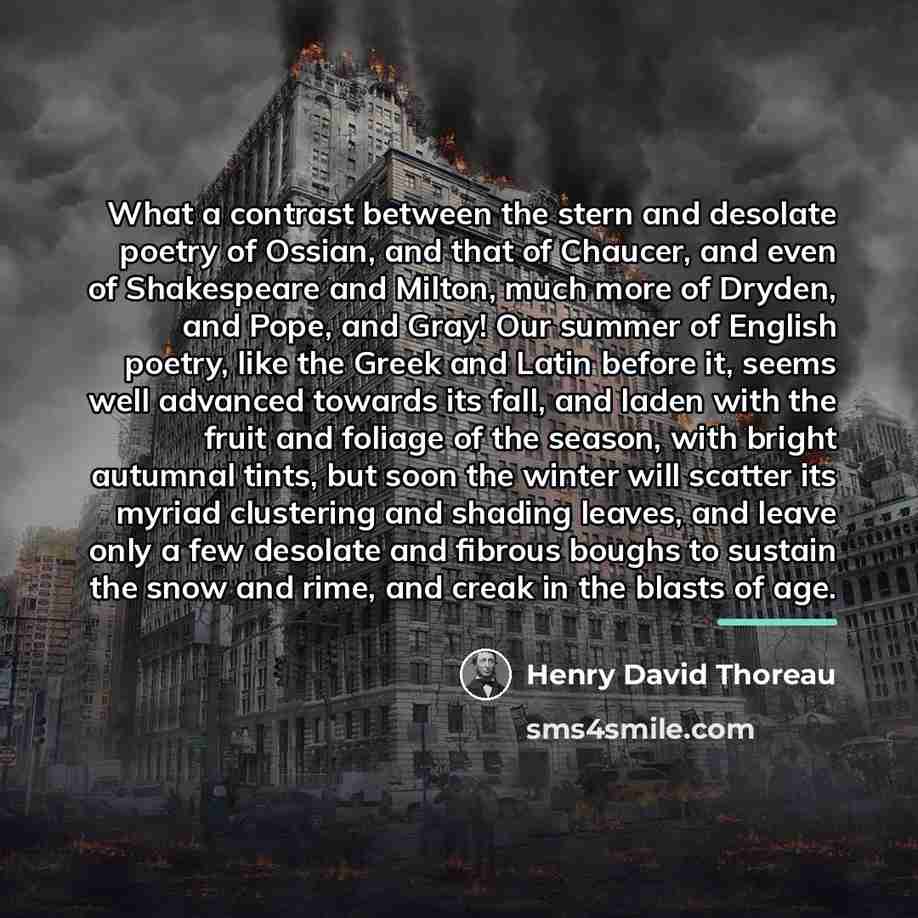 “What a contrast between the stern and desolate poetry of…” quote by Henry David Thoreau