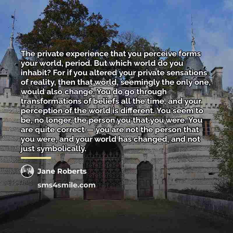 “The private experience that you perceive forms your world, period.…” quote by Jane Roberts