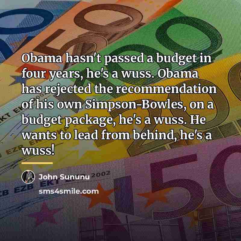 “Obama hasn't passed a budget in four years, he's a…” quote by John Sununu